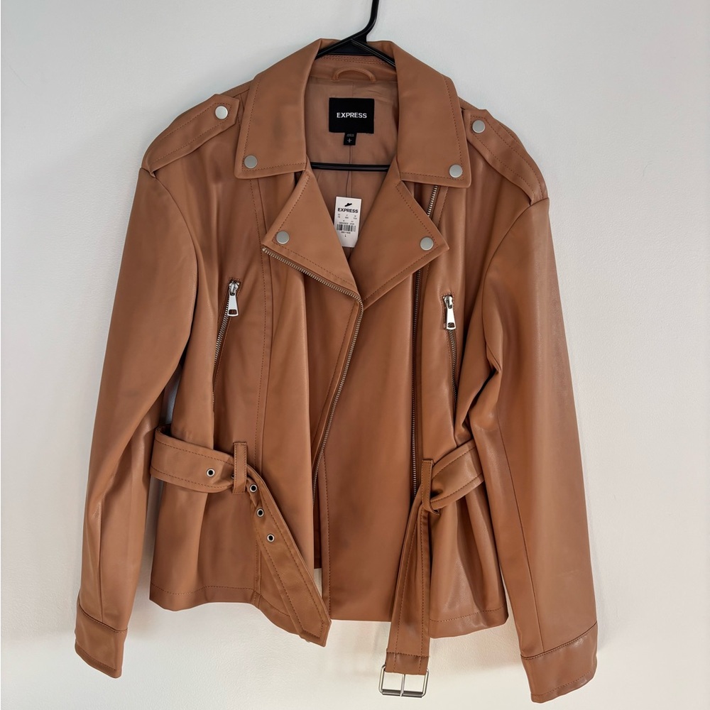 Express Women's Tan Faux Leather Jacket